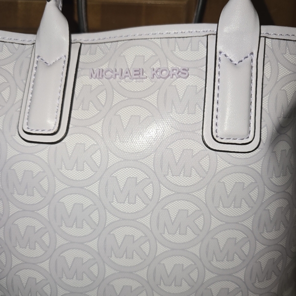 MICHAEL KORS JODIE SMALL JACQUARD LOGO RECYCLED TOTE HANDBAG Lavender Mist EUC - Picture 5 of 8